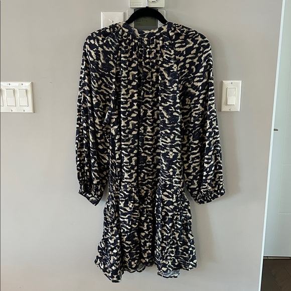 ba&sh Aisha Mini Long sleeve Dress in Blue Graphic NWT - Picture 10 of 15